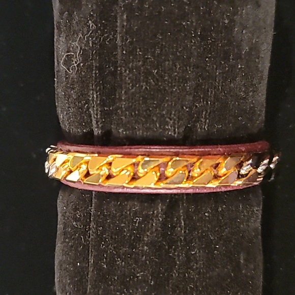 Vita Fede Monaco Single Wrap Gold/Silve/Black Chain Burgundy leather Band New